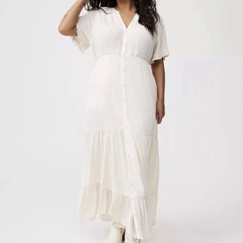 Torrid Gauze Maxi Dress Whisper White Off White Cream NWT